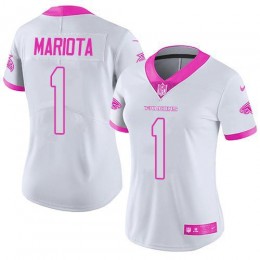 Falcons #1 Marcus Mariota White/Pink Women's Stitched NFL Limited Rush Fashion Jersey