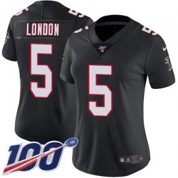 Falcons #5 Drake London Black Alternate Stitched Women's NFL 100th Season Vapor Untouchable Limited Jersey