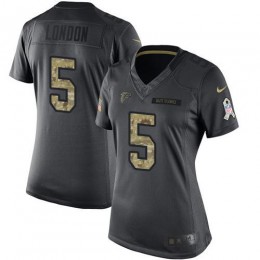 Falcons #5 Drake London Black Stitched Women's NFL Limited 2016 Salute To Service Jersey