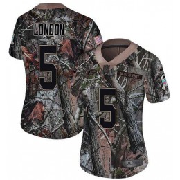Falcons #5 Drake London Camo Stitched Women's NFL Limited Rush Realtree Jersey