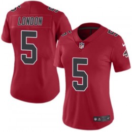 Falcons #5 Drake London Red Stitched Women's NFL Limited Rush Jersey