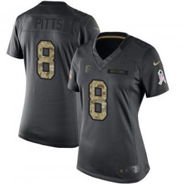 Falcons #8 Kyle Pitts Black Women's Stitched NFL Limited 2016 Salute To Service Jersey
