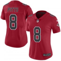 Falcons #8 Kyle Pitts Red Women's Stitched NFL Limited Rush Jersey