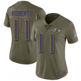 Baltimore Ravens #11 Seth Roberts Olive Women's Stitched NFL Limited 2017 Salute To Service Jersey
