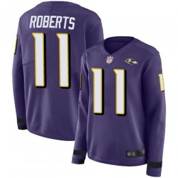 Baltimore Ravens #11 Seth Roberts Purple Team Color Women's Stitched NFL Limited Therma Long Sleeve Jersey