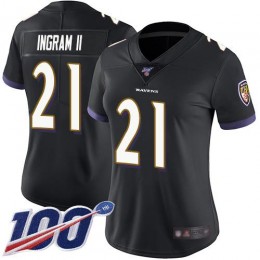 Baltimore Ravens #21 Mark Ingram II Black Alternate Women's Stitched NFL 100th Season Vapor Limited Jersey