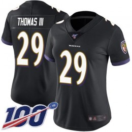 Baltimore Ravens #29 Earl Thomas III Black Alternate Women's Stitched NFL 100th Season Vapor Limited Jersey
