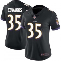 Baltimore Ravens #35 Gus Edwards Black Alternate Women's Stitched NFL Vapor Untouchable Limited Jersey