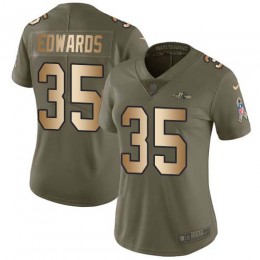 Baltimore Ravens #35 Gus Edwards Olive/Gold Women's Stitched NFL Limited 2017 Salute To Service Jersey