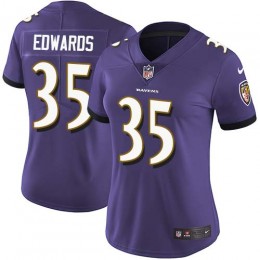 Baltimore Ravens #35 Gus Edwards Purple Team Color Women's Stitched NFL Vapor Untouchable Limited Jersey
