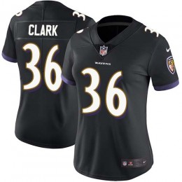 Baltimore Ravens #36 Chuck Clark Black Alternate Women's Stitched NFL Vapor Untouchable Limited Jersey