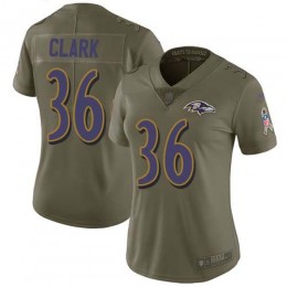 Baltimore Ravens #36 Chuck Clark Olive Women's Stitched NFL Limited 2017 Salute To Service Jersey
