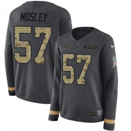 Baltimore Ravens #57 C.J. Mosley Anthracite Salute to Service Women's Stitched NFL Limited Therma Long Sleeve Jersey