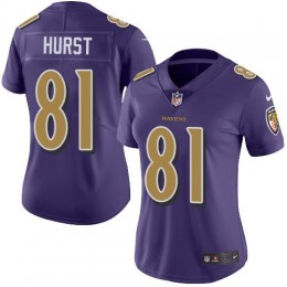 Baltimore Ravens #81 Hayden Hurst Purple Women's Stitched NFL Limited Rush Jersey