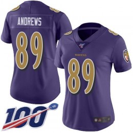 Baltimore Ravens #89 Mark Andrews Purple Women's Stitched NFL Limited Rush 100th Season Jersey