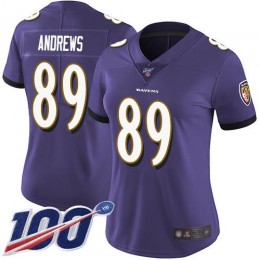 Baltimore Ravens #89 Mark Andrews Purple Team Color Women's Stitched NFL 100th Season Vapor Limited Jersey