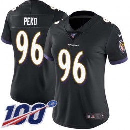 Baltimore Ravens #96 Domata Peko Sr Black Alternate Women's Stitched NFL 100th Season Vapor Untouchable Limited Jersey