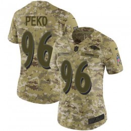 Baltimore Ravens #96 Domata Peko Sr Camo Women's Stitched NFL Limited 2018 Salute To Service Jersey