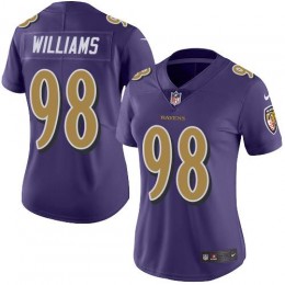 Baltimore Ravens #98 Brandon Williams Purple Women's Stitched NFL Limited Rush Jersey