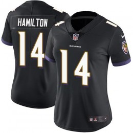 Ravens #14 Kyle Hamilton Black Alternate Women's Stitched NFL Vapor Untouchable Limited Jersey