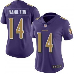 Ravens #14 Kyle Hamilton Purple Women's Stitched NFL Limited Rush Jersey