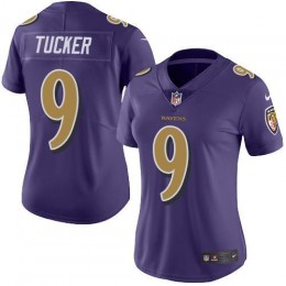 Ravens #9 Justin Tucker Purple Women's Stitched NFL Limited Rush Jersey