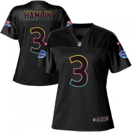 Bills #3 Damar Hamlin Black Women's NFL Fashion Game Jersey