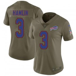 Bills #3 Damar Hamlin Olive Women's Stitched NFL Limited 2017 Salute To Service Jersey