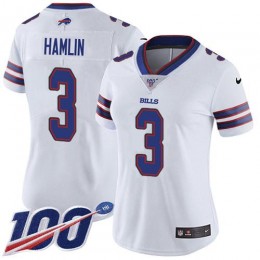 Bills #3 Damar Hamlin White Women's Stitched NFL 100th Season Vapor Untouchable Limited Jersey