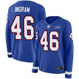 Bills #46 Ja'Marcus Ingram Royal Blue Team Color Women's Stitched NFL Limited Therma Long Sleeve Jersey
