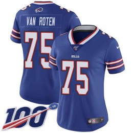 Bills #75 Greg Van Roten Royal Blue Team Color Women's Stitched NFL 100th Season Vapor Untouchable Limited Jersey
