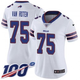 Bills #75 Greg Van Roten White Women's Stitched NFL 100th Season Vapor Untouchable Limited Jersey