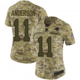 Carolina Panthers #11 Robby Anderson Camo Women's Stitched NFL Limited 2018 Salute To Service Jersey