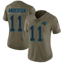 Carolina Panthers #11 Robby Anderson Olive Women's Stitched NFL Limited 2017 Salute To Service Jersey