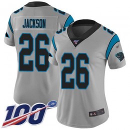 Carolina Panthers #26 Donte Jackson Silver Women's Stitched NFL Limited Inverted Legend 100th Season Jersey