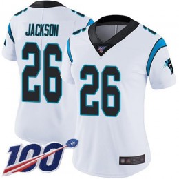 Carolina Panthers #26 Donte Jackson White Women's Stitched NFL 100th Season Vapor Limited Jersey