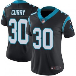 Carolina Panthers #30 Stephen Curry Black Team Color Women's Stitched NFL Vapor Untouchable Limited Jersey