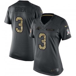 Carolina Panthers #3 Will Grier Black Women's Stitched NFL Limited 2016 Salute to Service Jersey