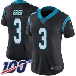 Carolina Panthers #3 Will Grier Black Team Color Women's Stitched NFL 100th Season Vapor Untouchable Limited Jersey