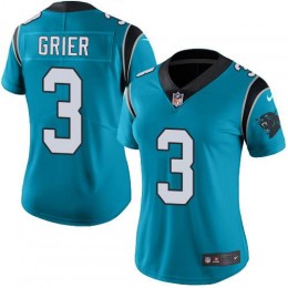 Carolina Panthers #3 Will Grier Blue Women's Stitched NFL Limited Rush Jersey