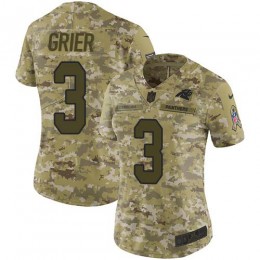 Carolina Panthers #3 Will Grier Camo Women's Stitched NFL Limited 2018 Salute To Service Jersey