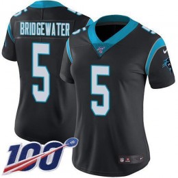 Carolina Panthers #5 Teddy Bridgewater Black Team Color Women's Stitched NFL 100th Season Vapor Untouchable Limited Jersey