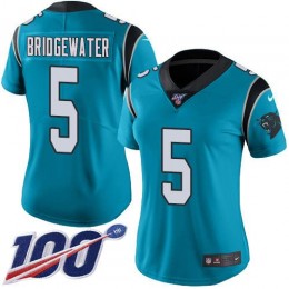 Carolina Panthers #5 Teddy Bridgewater Blue Women's Stitched NFL Limited Rush 100th Season Jersey