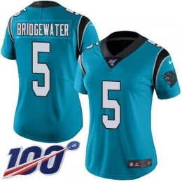 Carolina Panthers #5 Teddy Bridgewater Blue Alternate Women's Stitched NFL 100th Season Vapor Untouchable Limited Jersey