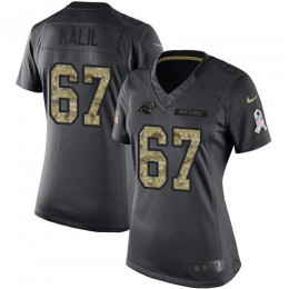 Carolina Panthers #67 Ryan Kalil Black Women's Stitched NFL Limited 2016 Salute to Service Jersey