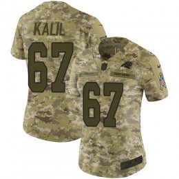 Carolina Panthers #67 Ryan Kalil Camo Women's Stitched NFL Limited 2018 Salute to Service Jersey