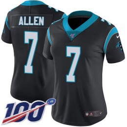Carolina Panthers #7 Kyle Allen Black Team Color Women's Stitched NFL 100th Season Vapor Limited Jersey