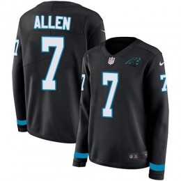 Carolina Panthers #7 Kyle Allen Black Team Color Women's Stitched NFL Limited Therma Long Sleeve Jersey