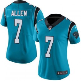 Carolina Panthers #7 Kyle Allen Blue Women's Stitched NFL Limited Rush Jersey