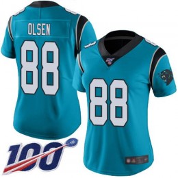 Carolina Panthers #88 Greg Olsen Blue Women's Stitched NFL Limited Rush 100th Season Jersey